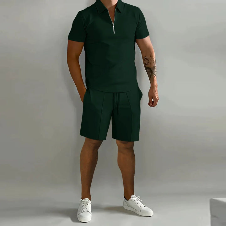 Casual polo shirt and shorts set for men