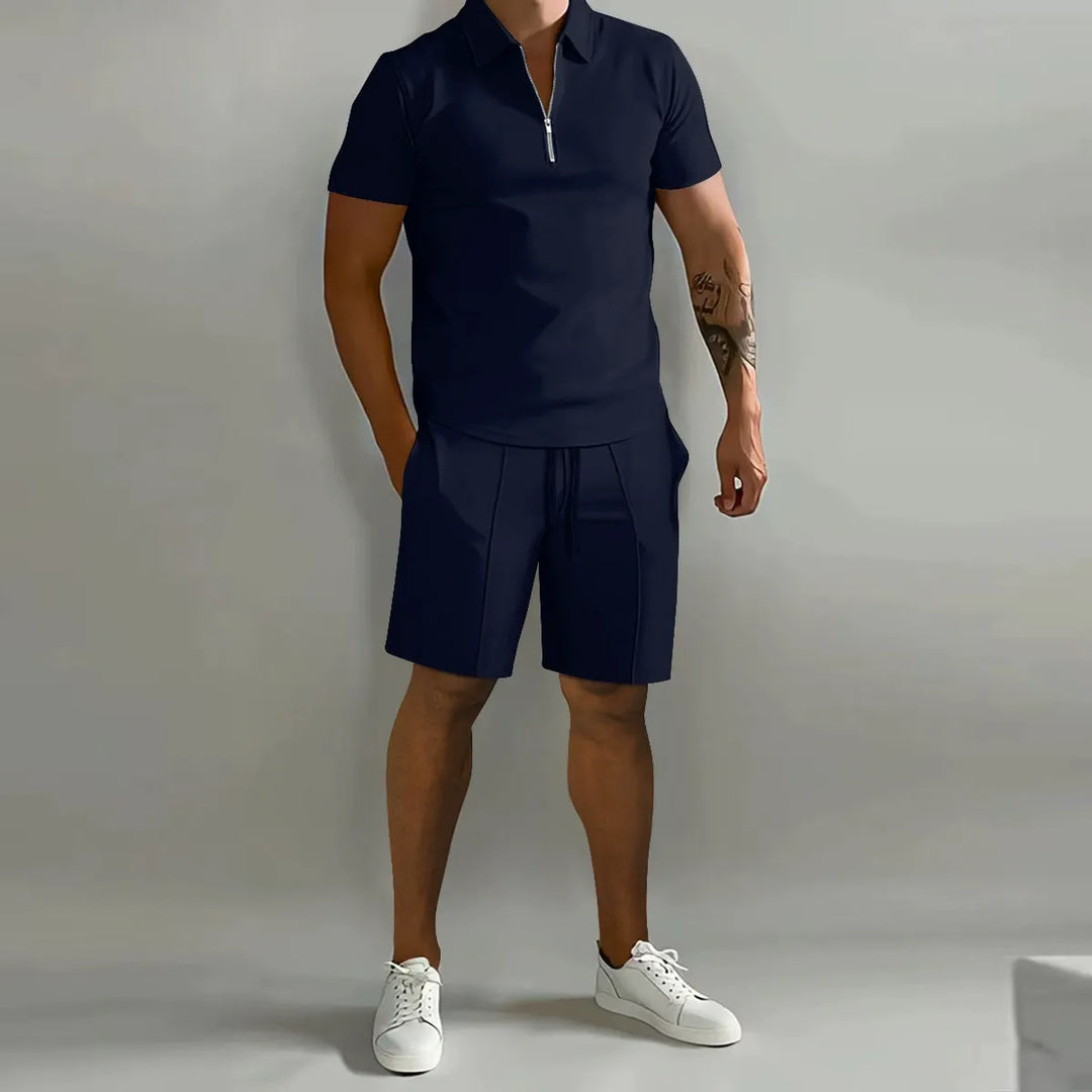 Casual polo shirt and shorts set for men