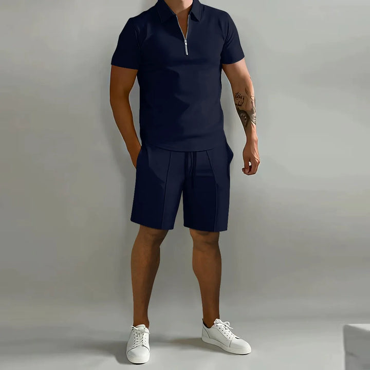 Casual polo shirt and shorts set for men