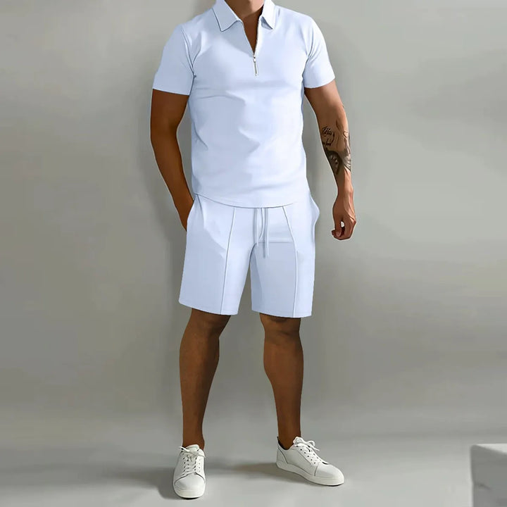 Casual polo shirt and shorts set for men