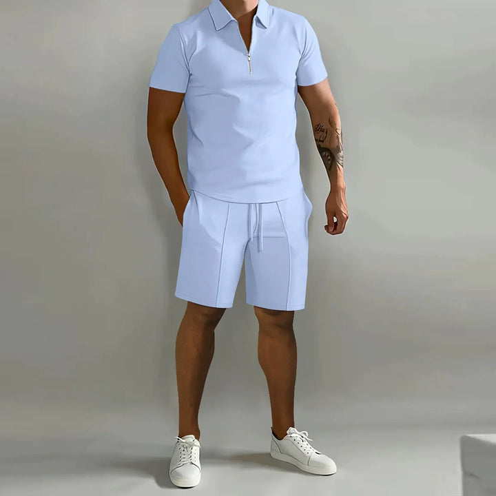 Casual polo shirt and shorts set for men