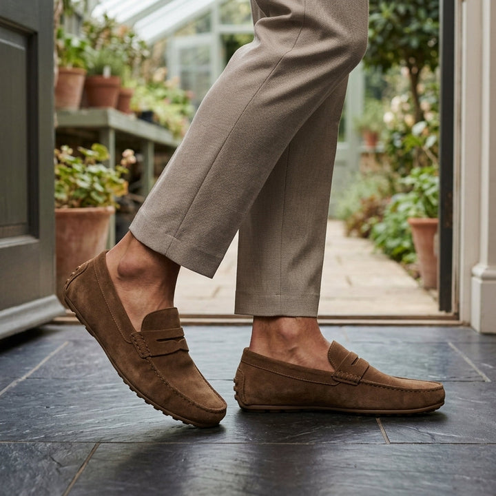 Men's Slip-On Loafers with Penny Strap and Flexible Sole