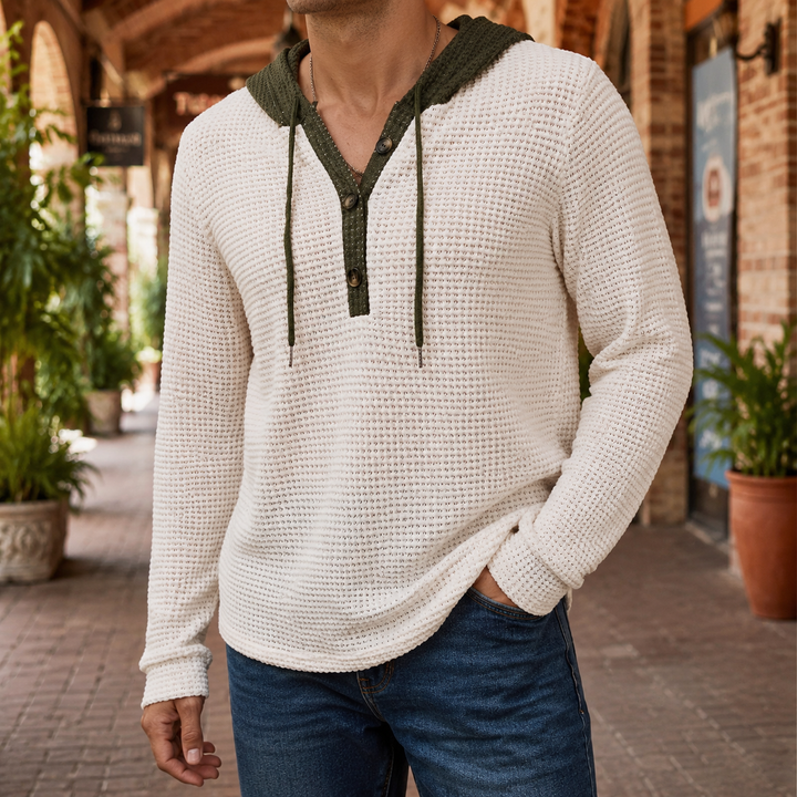 Waffle-knit sweater for men