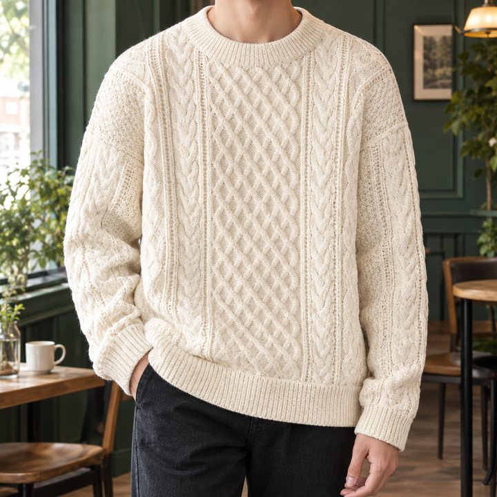 Cable-knit sweater for men