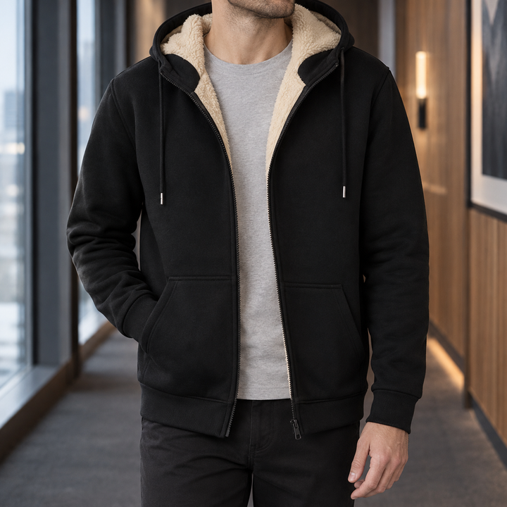 Fleece-lined hoodie for men