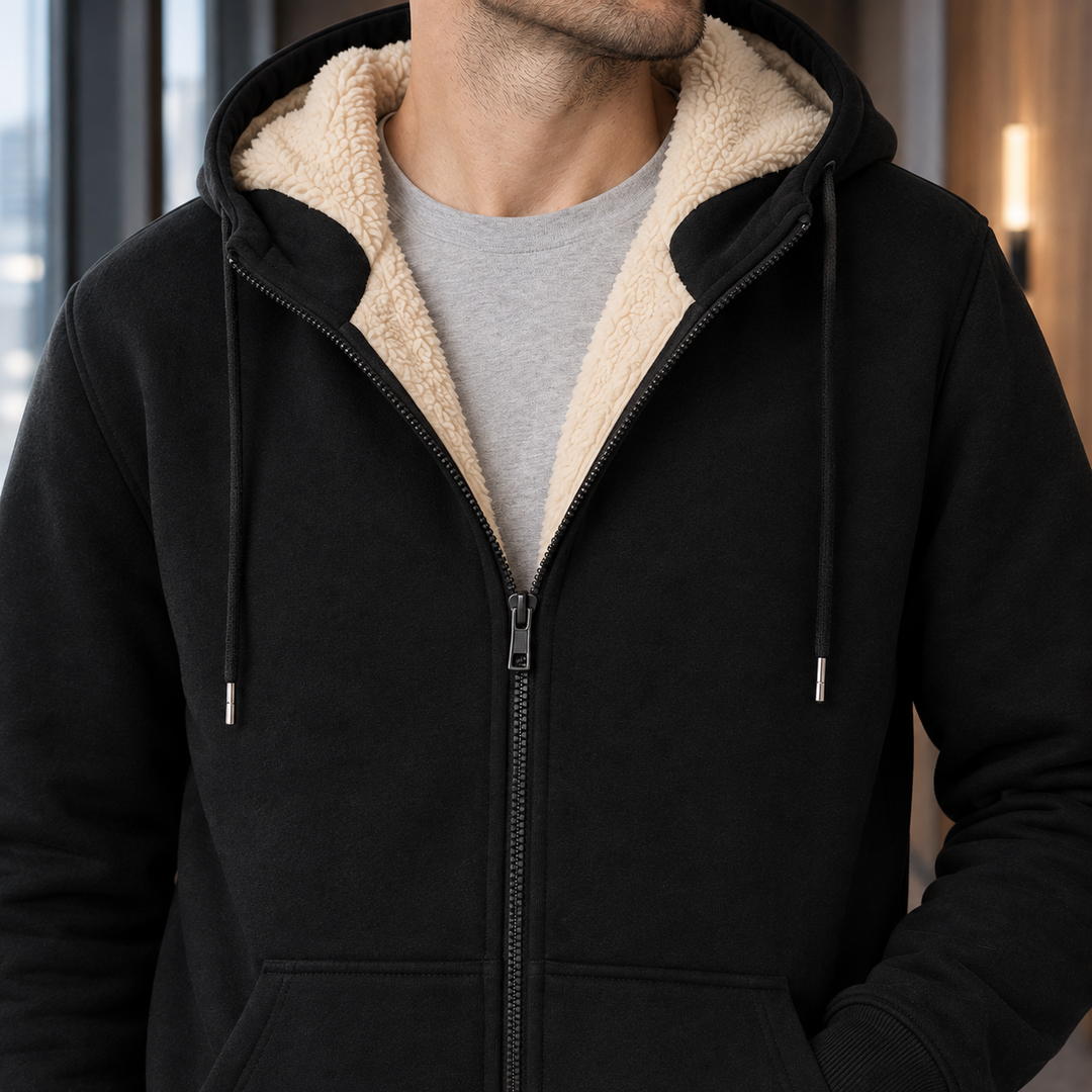 Fleece-lined hoodie for men