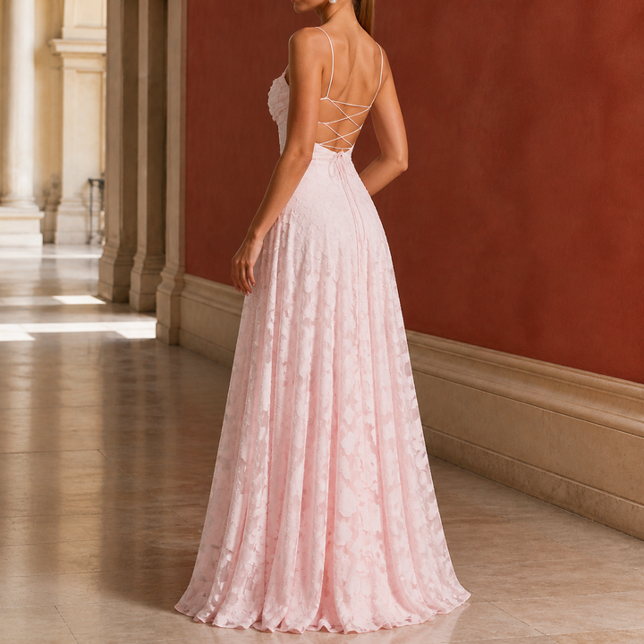 Maxi dress with draped neckline for women