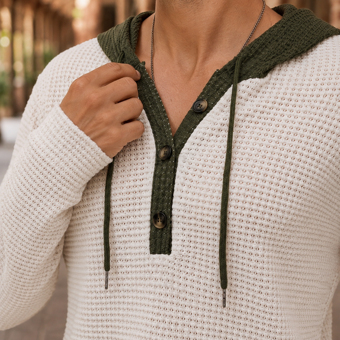 Waffle-knit sweater for men