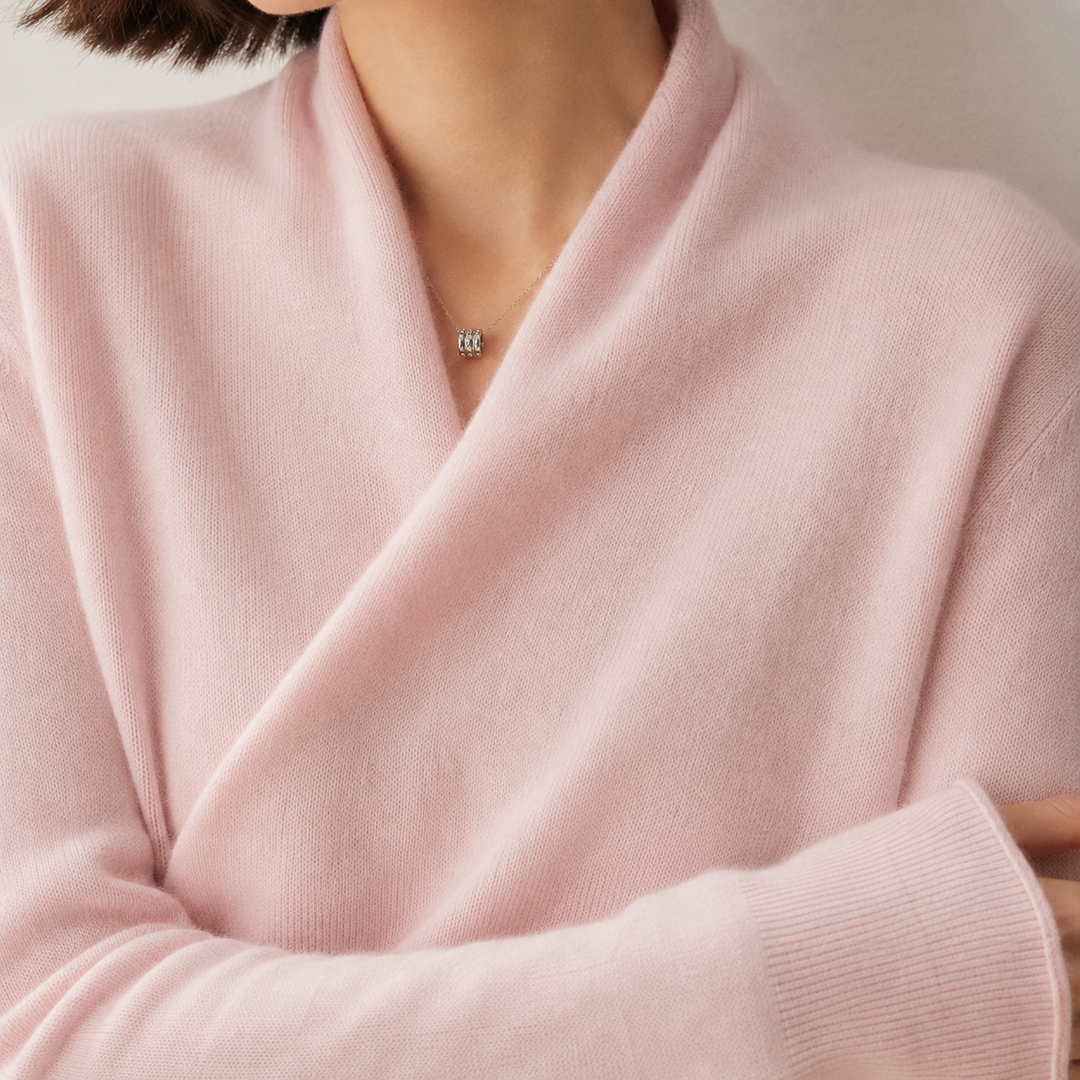 Women's Shawl-Collar Sweater with Wide Ribbed Waistband