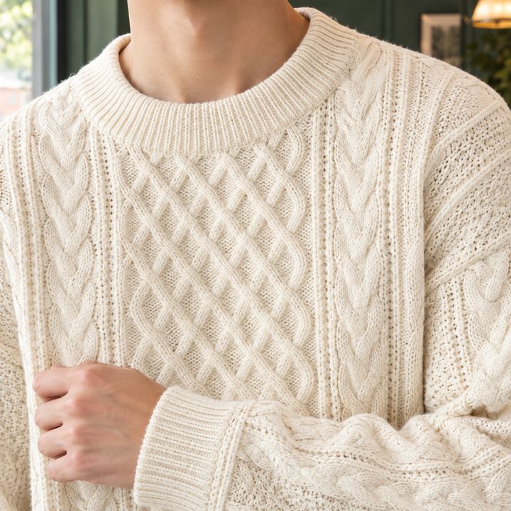 Cable-knit sweater for men