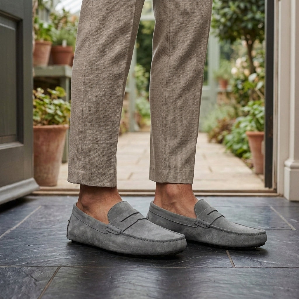 Men's Slip-On Loafers with Penny Strap and Flexible Sole