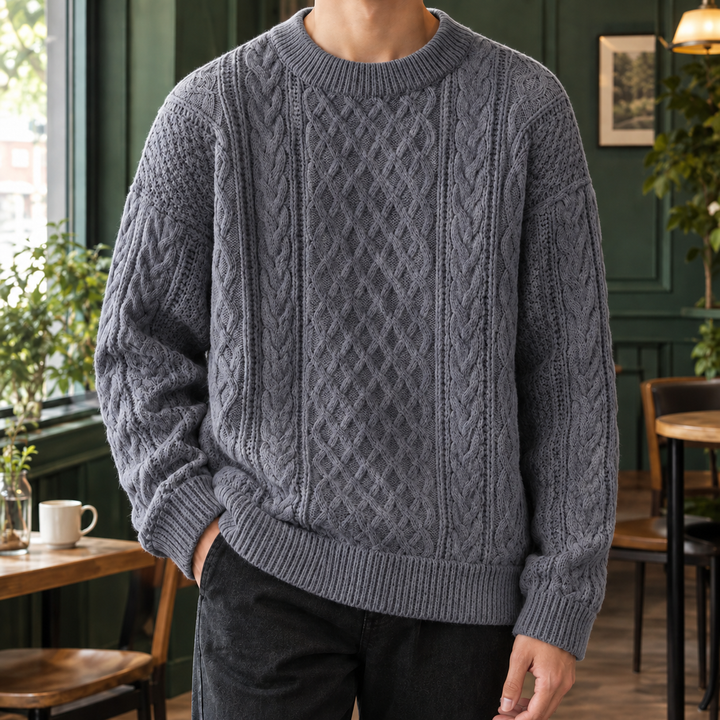Cable-knit sweater for men