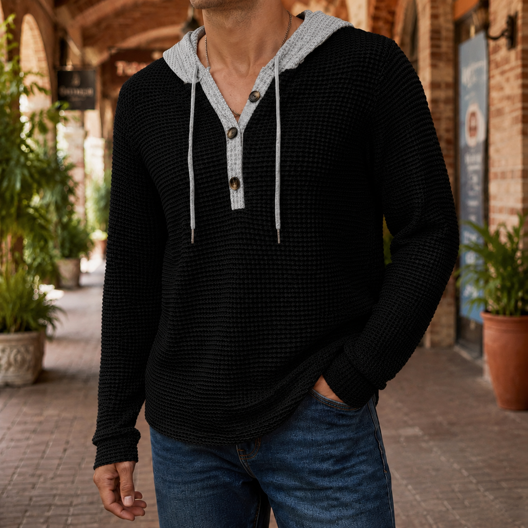 Waffle-knit sweater for men