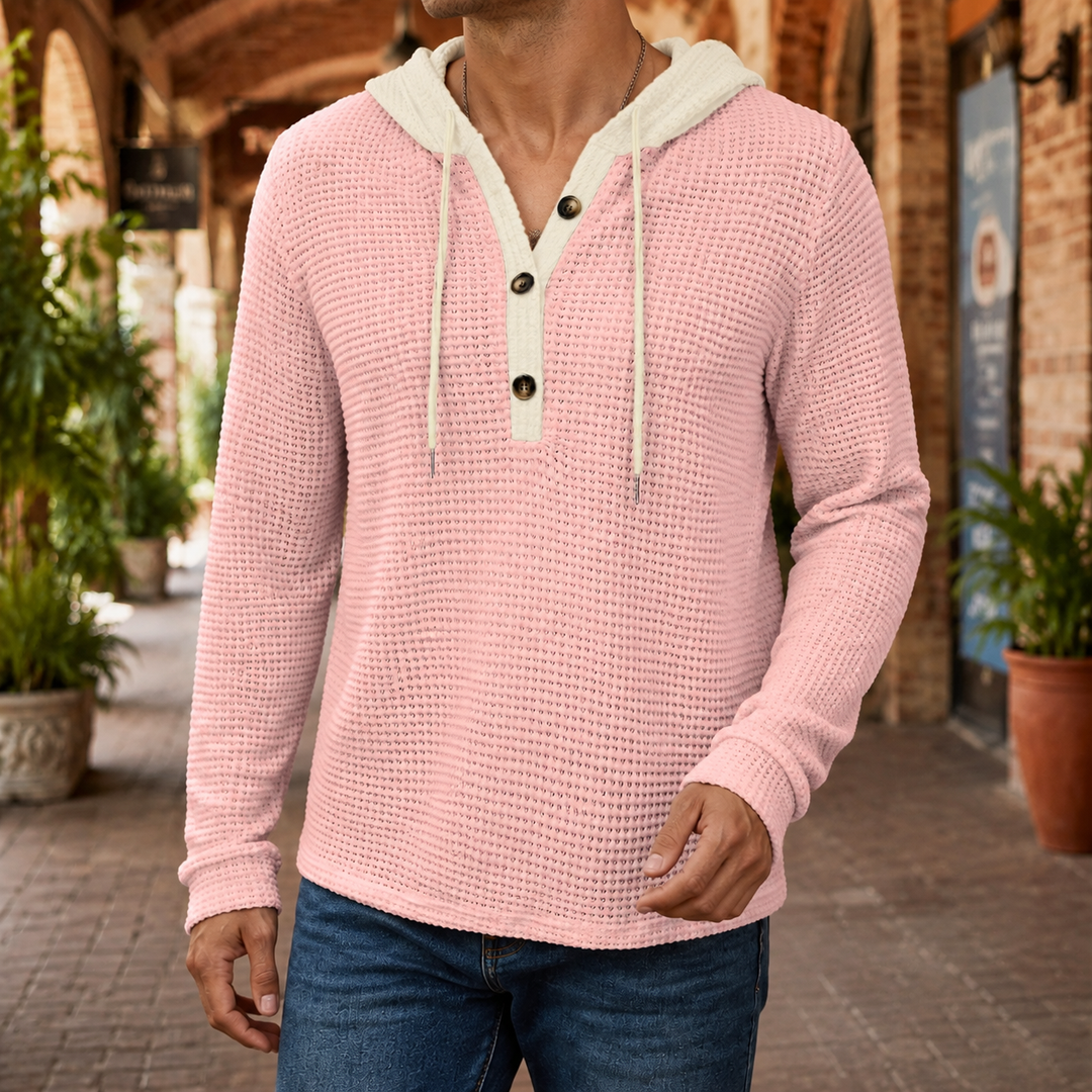 Waffle-knit sweater for men