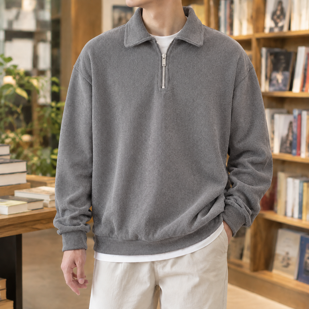 Quarter-zip sweater for men