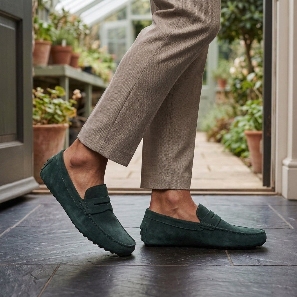 Men's Slip-On Loafers with Penny Strap and Flexible Sole