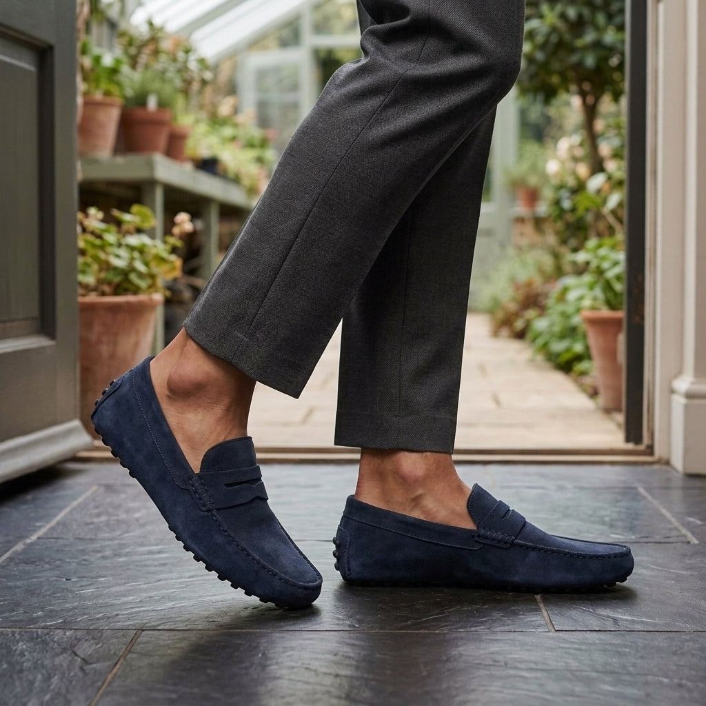 Men's Slip-On Loafers with Penny Strap and Flexible Sole