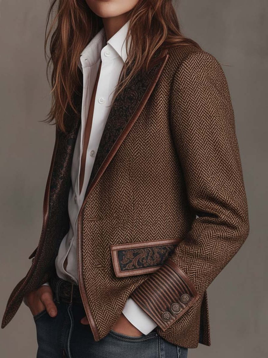 Women's Blazer with Lapel and Button Closure