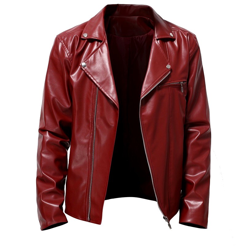 Men’s Motorcycle Jacket with Asymmetrical Zipper