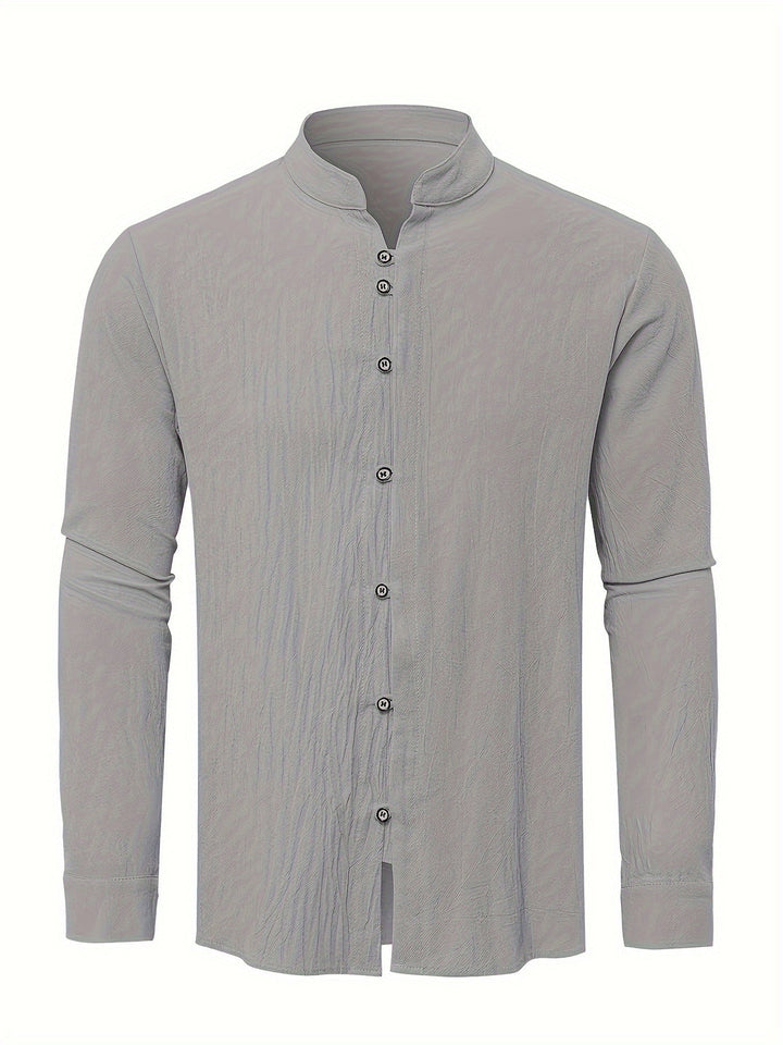 Men's cotton shirt with a band collar