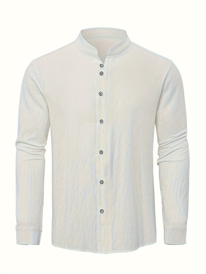 Men's cotton shirt with a band collar