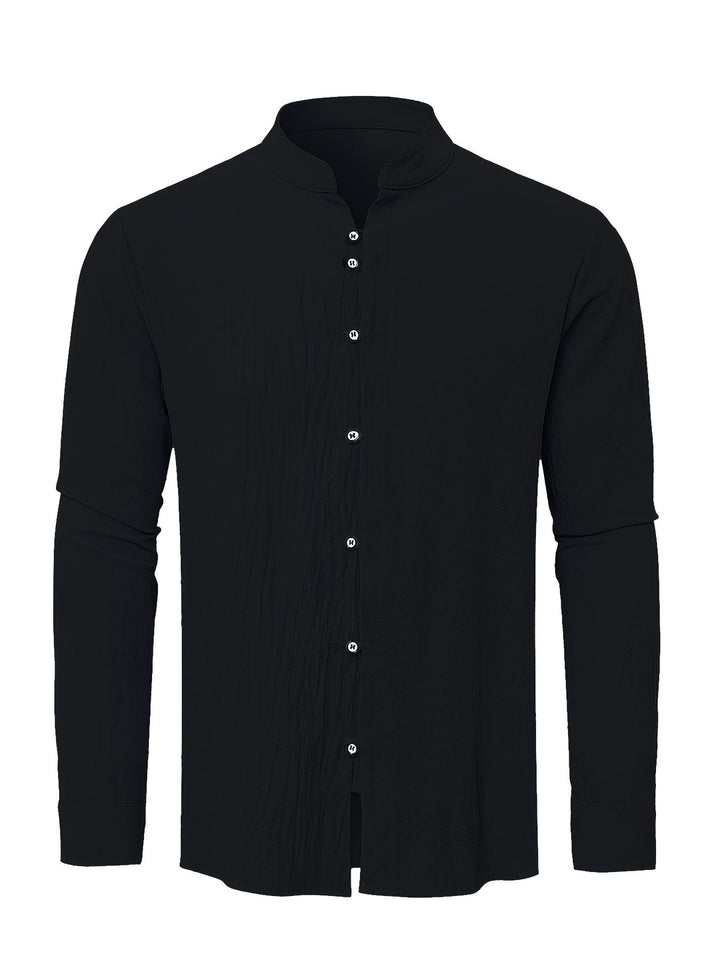 Men's cotton shirt with a band collar
