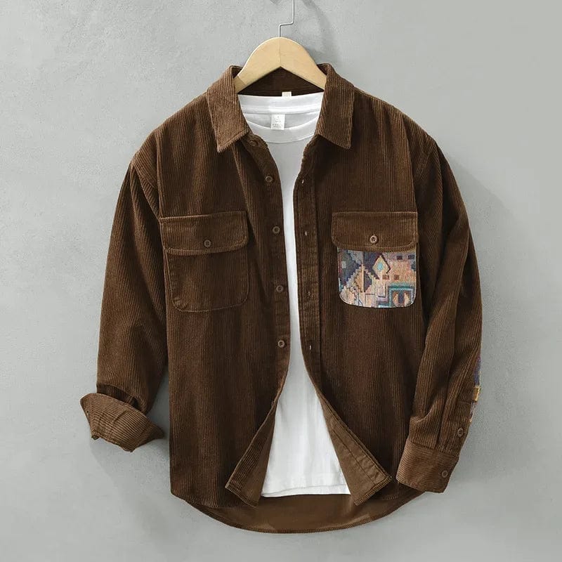 Men's corduroy shirt with contrast pockets