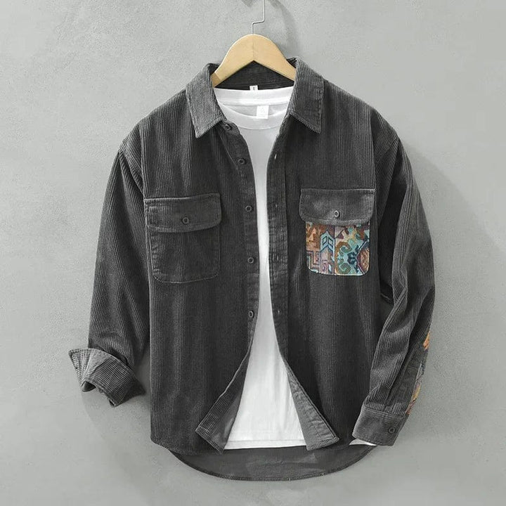 Men's corduroy shirt with contrast pockets