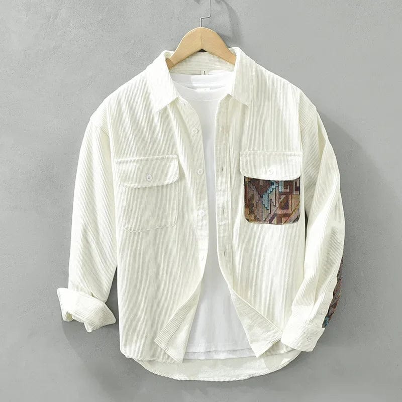 Men's corduroy shirt with contrast pockets