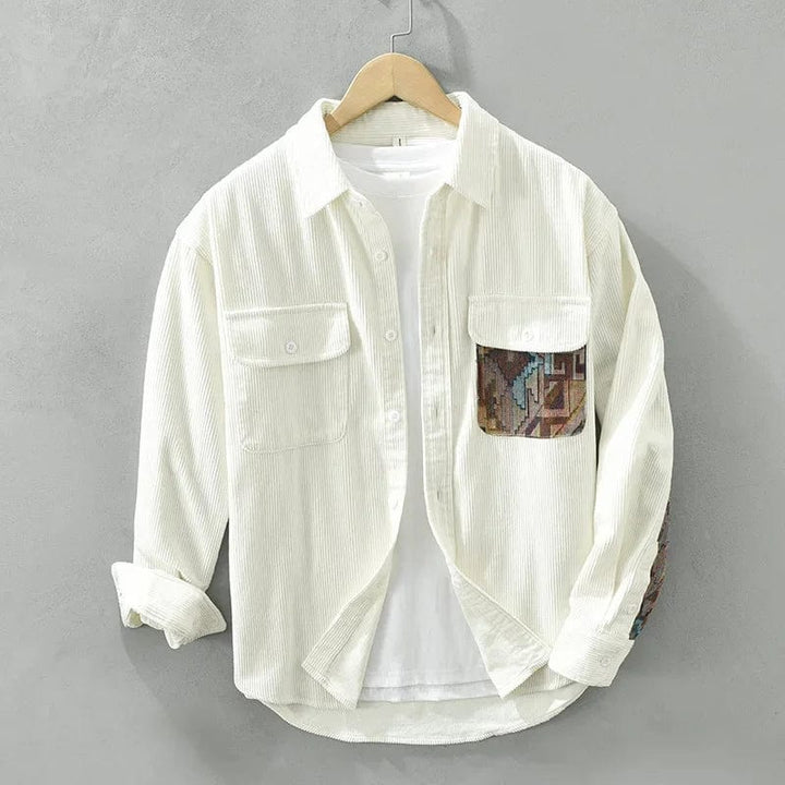 Men's corduroy shirt with contrast pockets