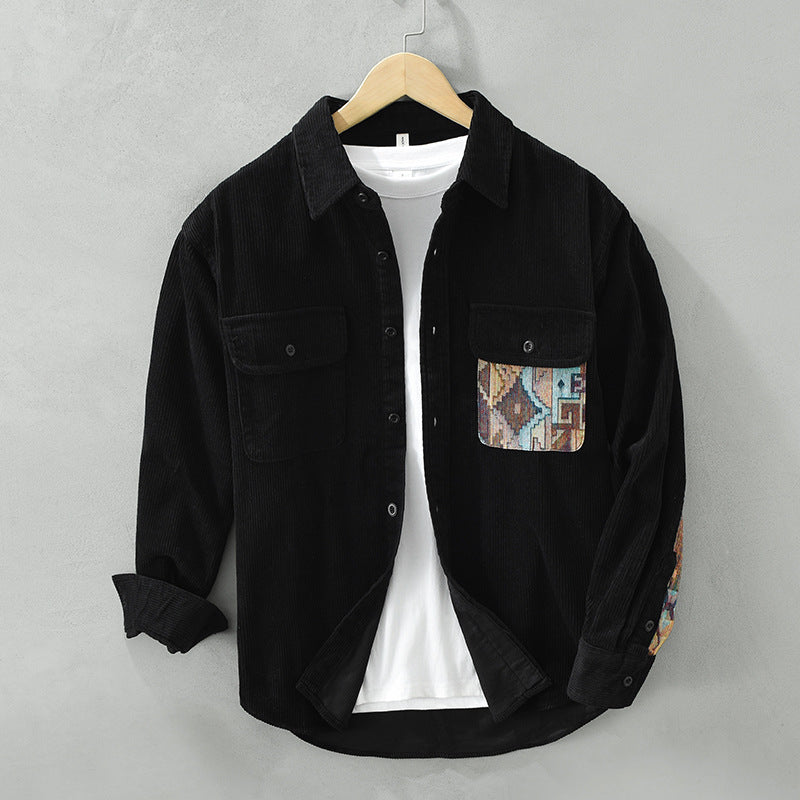 Men's corduroy shirt with contrast pockets