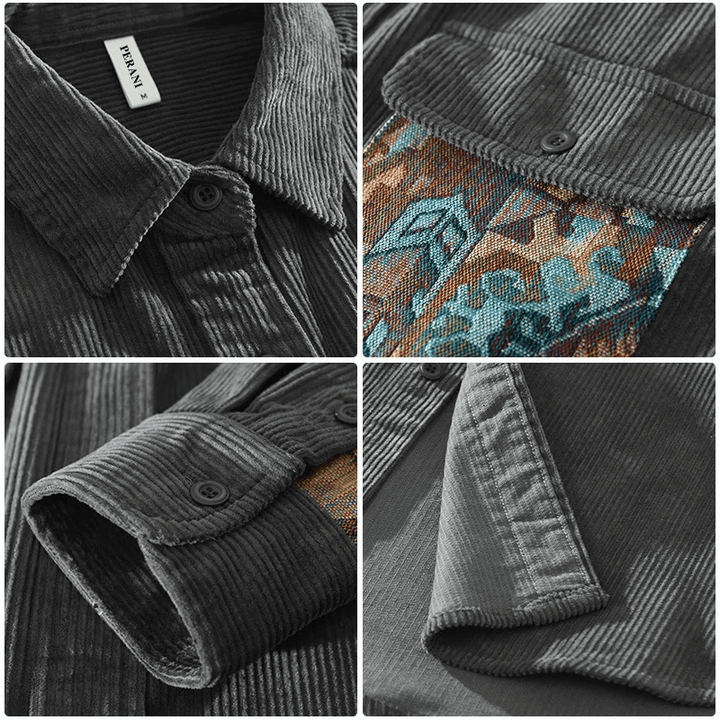 Men's corduroy shirt with contrast pockets
