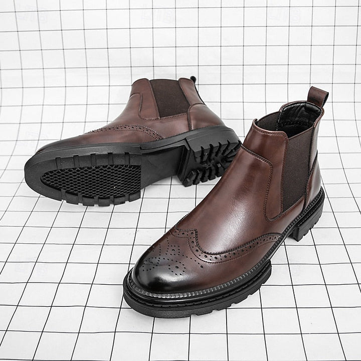 Herre Chelsea-støvler med brogue-detaljer