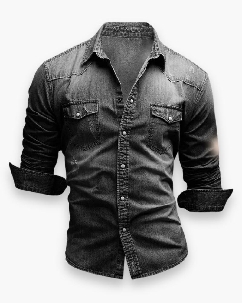 Men's denim shirt with snap buttons