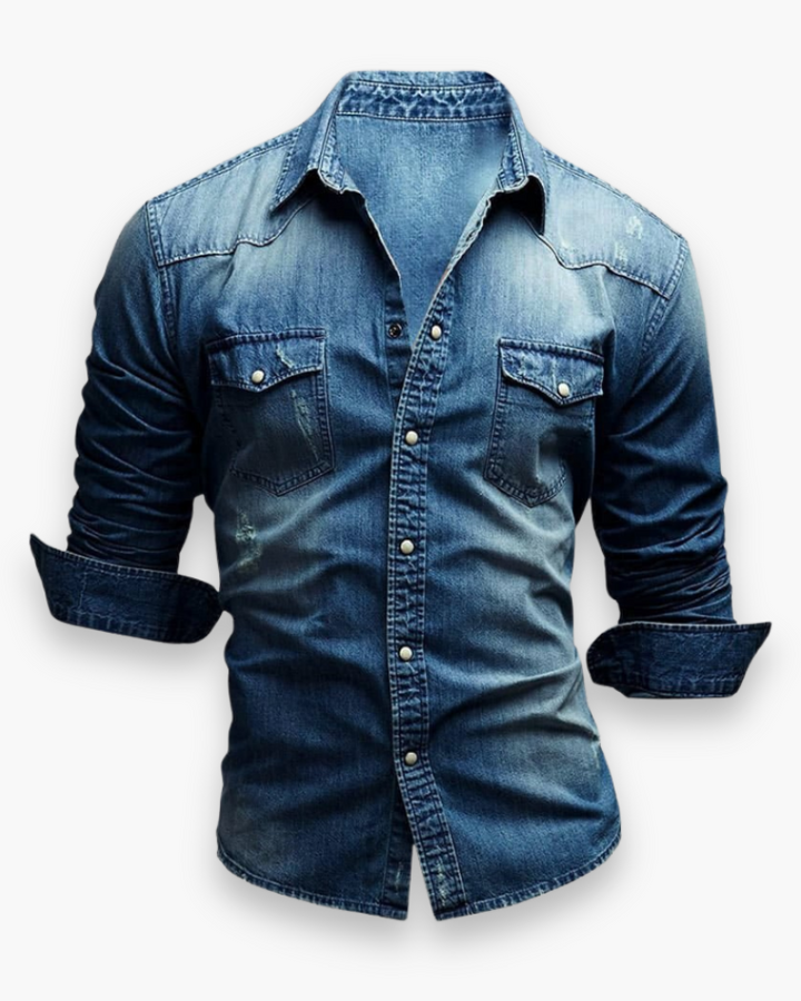 Men's denim shirt with snap buttons
