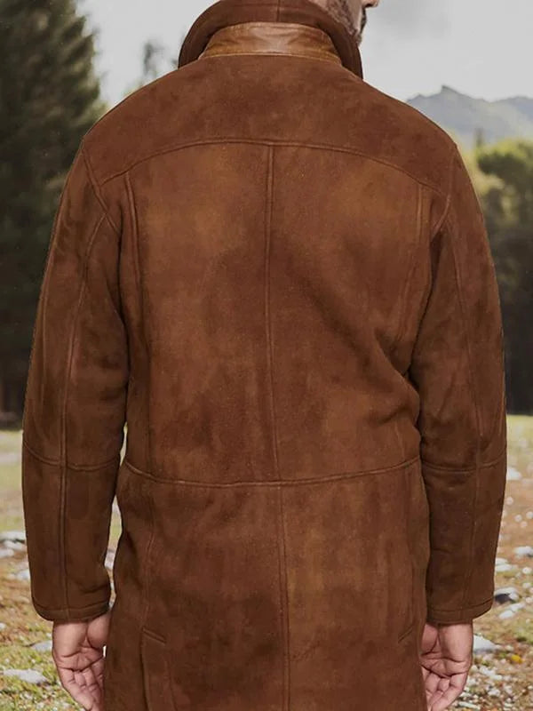 Men's suede jacket with sherpa collar