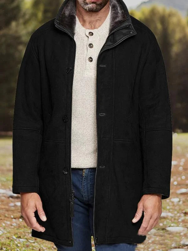 Men's suede jacket with sherpa collar