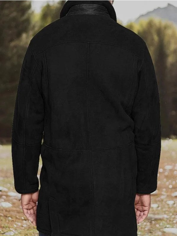Men's suede jacket with sherpa collar