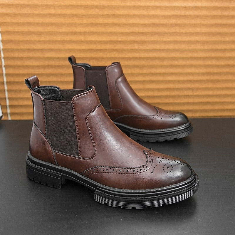 Herre Chelsea-støvler med brogue-detaljer