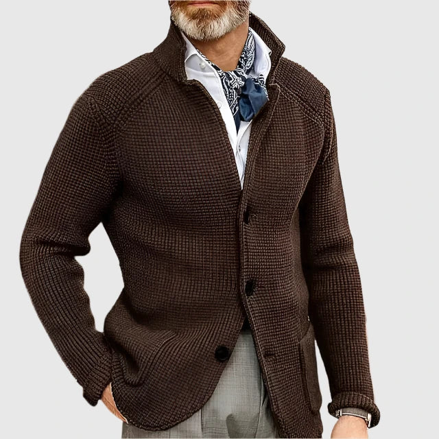 Strikket Cardigan med Ståkrave til Herrer