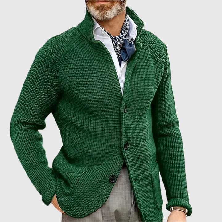 Strikket Cardigan med Ståkrave til Herrer