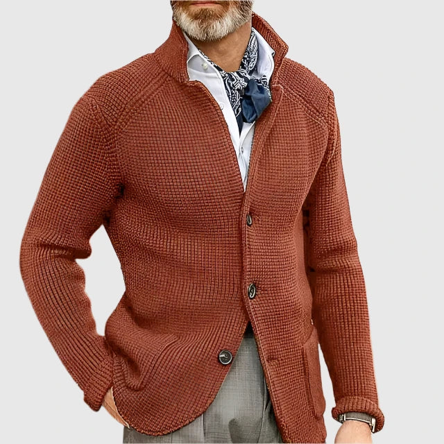 Strikket Cardigan med Ståkrave til Herrer