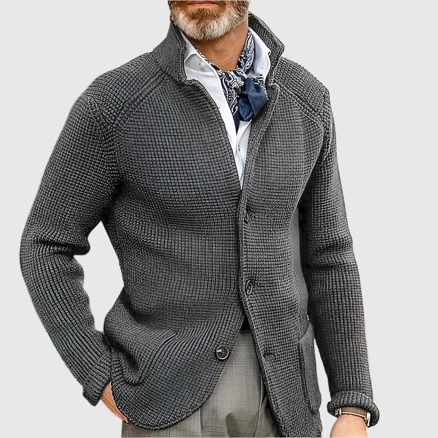Strikket Cardigan med Ståkrave til Herrer