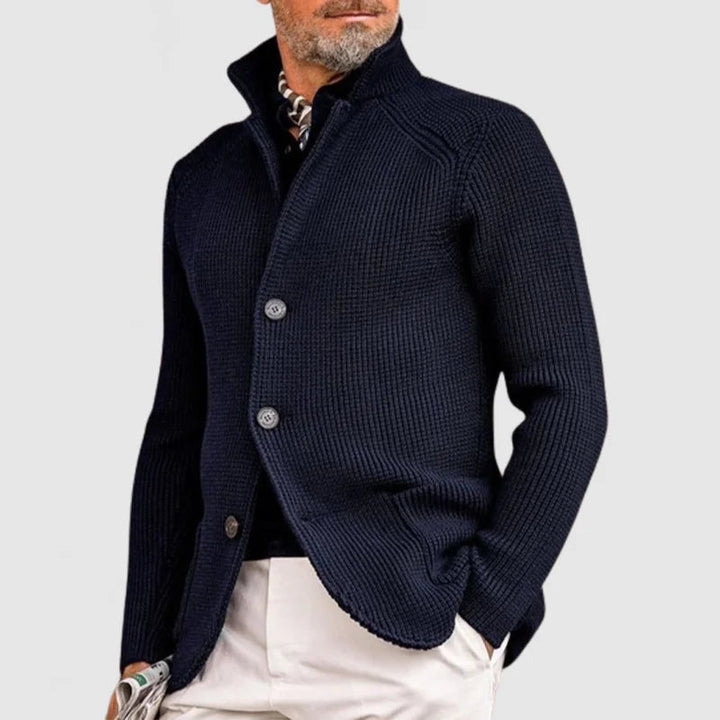 Strikket Cardigan med Ståkrave til Herrer