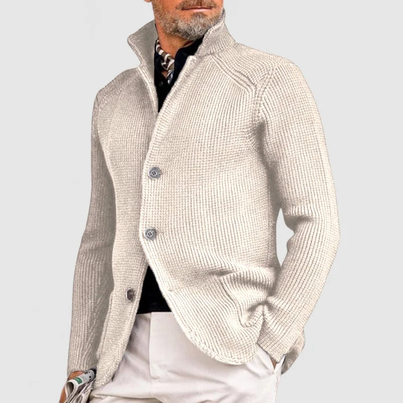 Strikket Cardigan med Ståkrave til Herrer