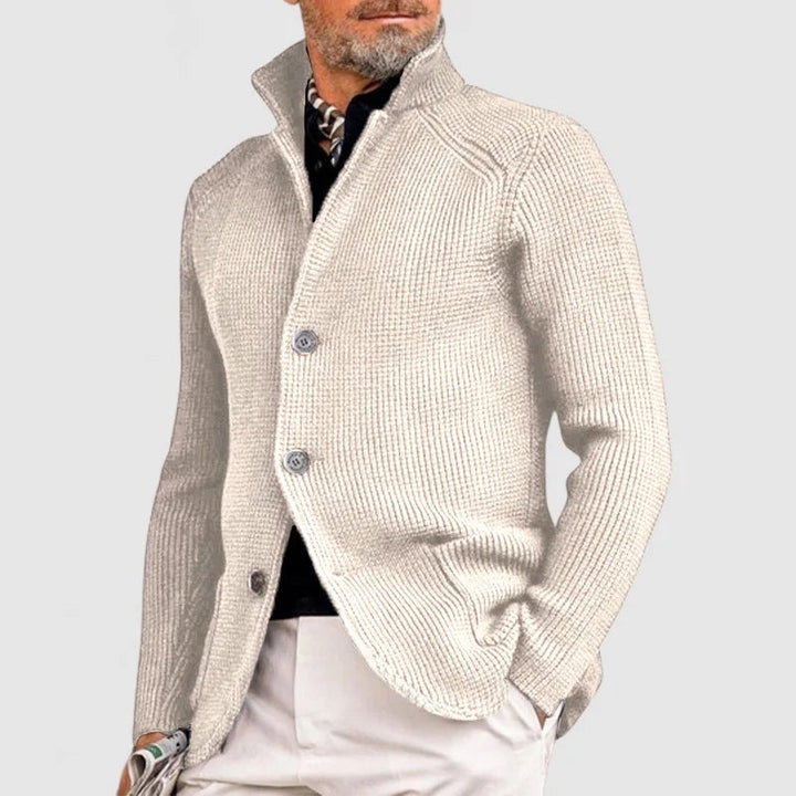 Strikket Cardigan med Ståkrave til Herrer