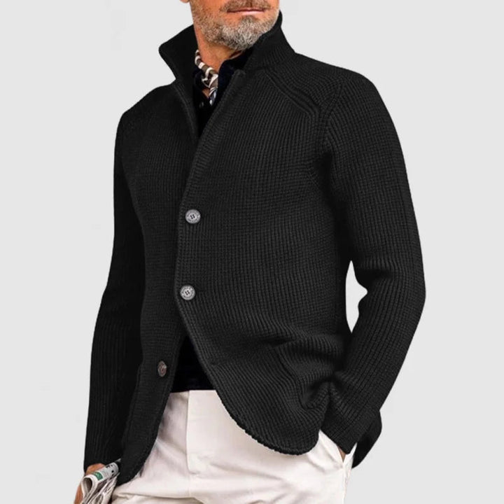 Strikket Cardigan med Ståkrave til Herrer