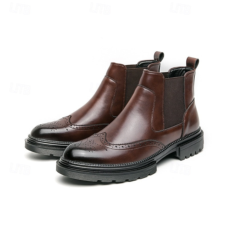 Herre Chelsea-støvler med brogue-detaljer
