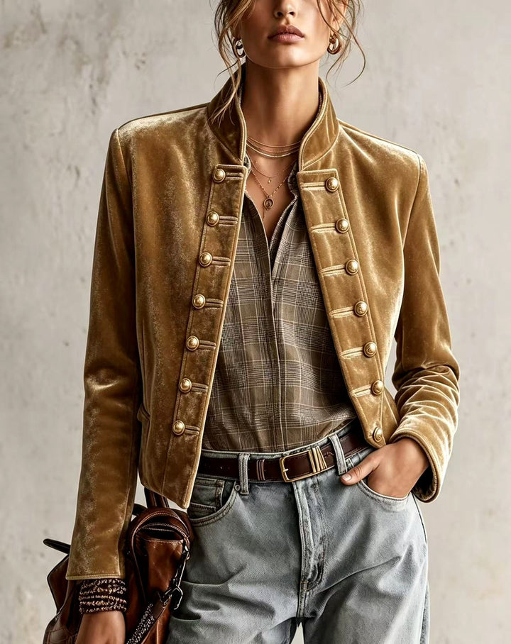 Fitted Blazer with Military Buttons for Women
