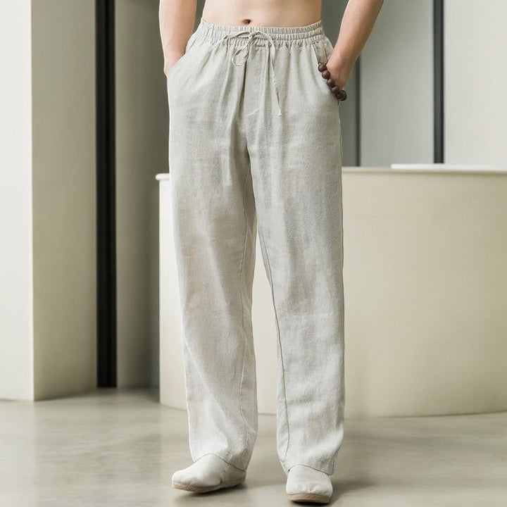 Women's Relaxed Linen Trousers with Elastic Waist